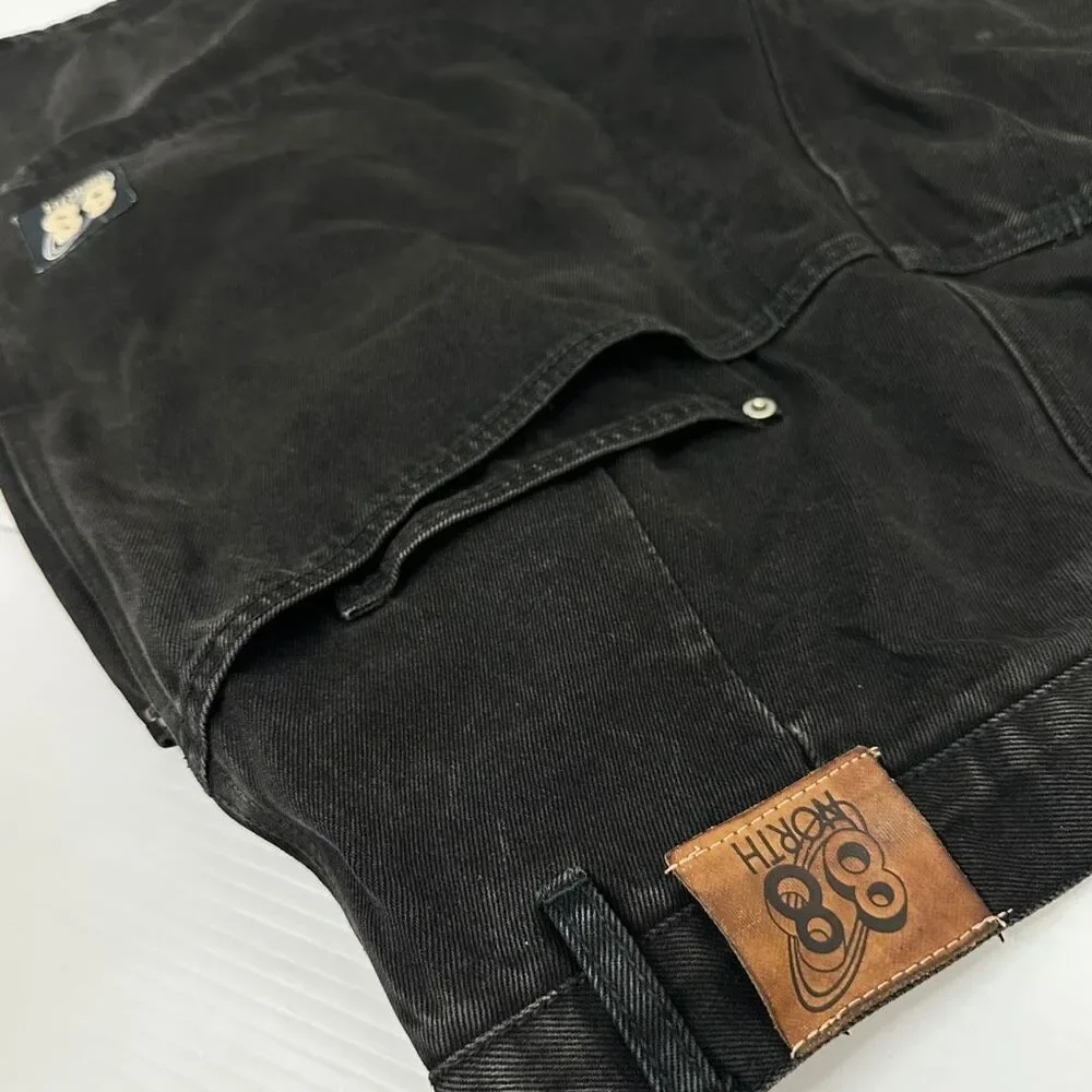 Vintage 88 North Black Denim Carpenter Shorts Y2K Skate Baggy Mens 36 Streetwear